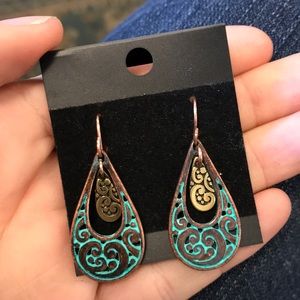 Chico's Jewelry - Swirling Copper and Turq swirls teardrop Earrings Chico's Jewelry - Swirling Copper and Turq swirls teardrop Earrings